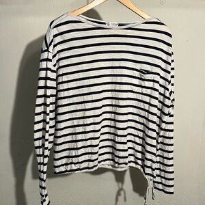 Carve Designs Navy & White Striped Boatneck Tee